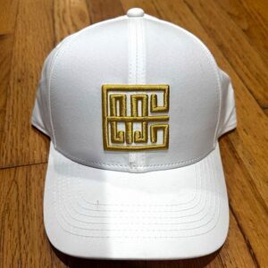 Emily McCarthy White Baseball Cap Gold Embroidered Logo Adjustable One Size New